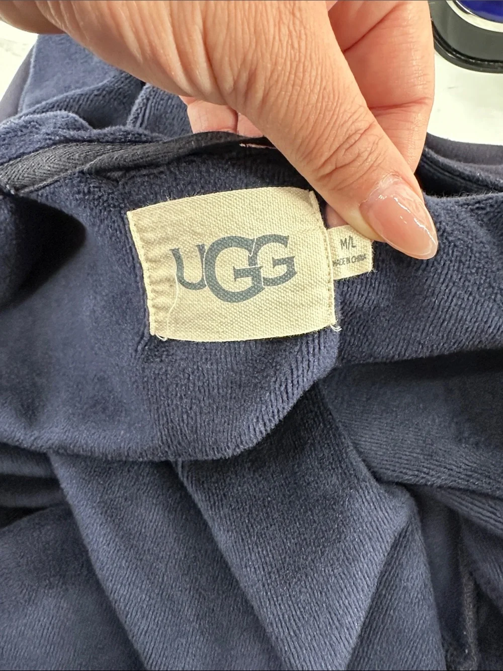 UGG Leeland robe hooded bath robe lounge pajamas navy blue sz m/l